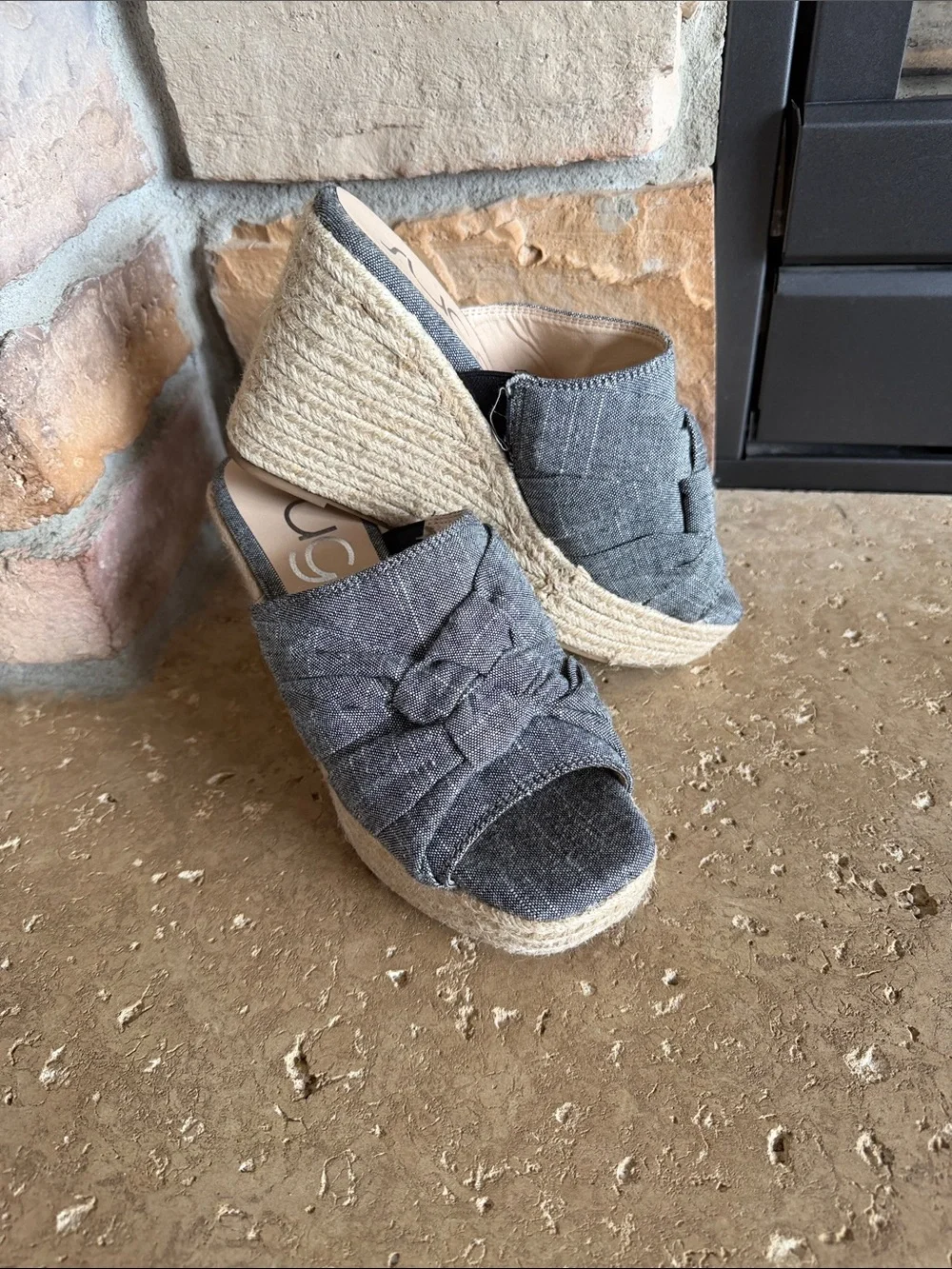 Knot Espadrille Wedge Slides sz 8